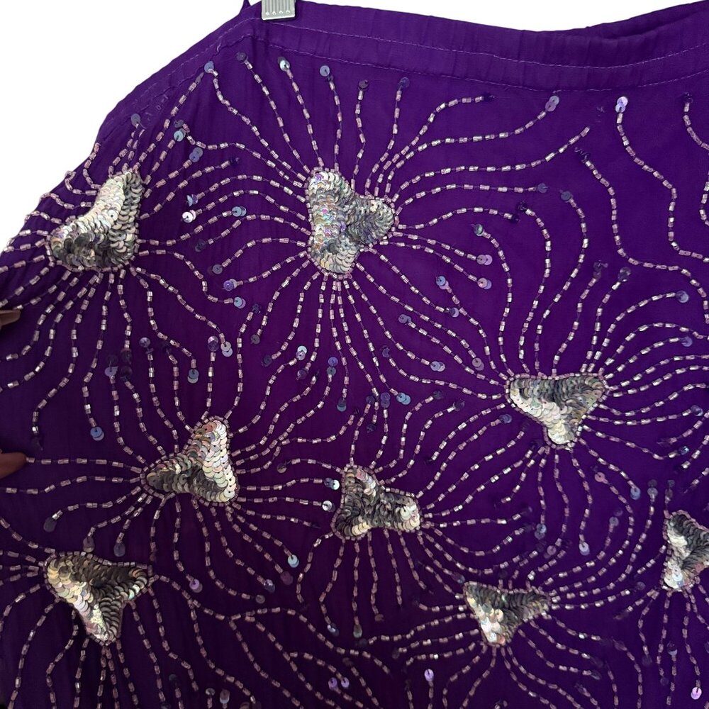 Vintage Plus Size Purple Sequin Embellished Skirt - Picture 2 of 5